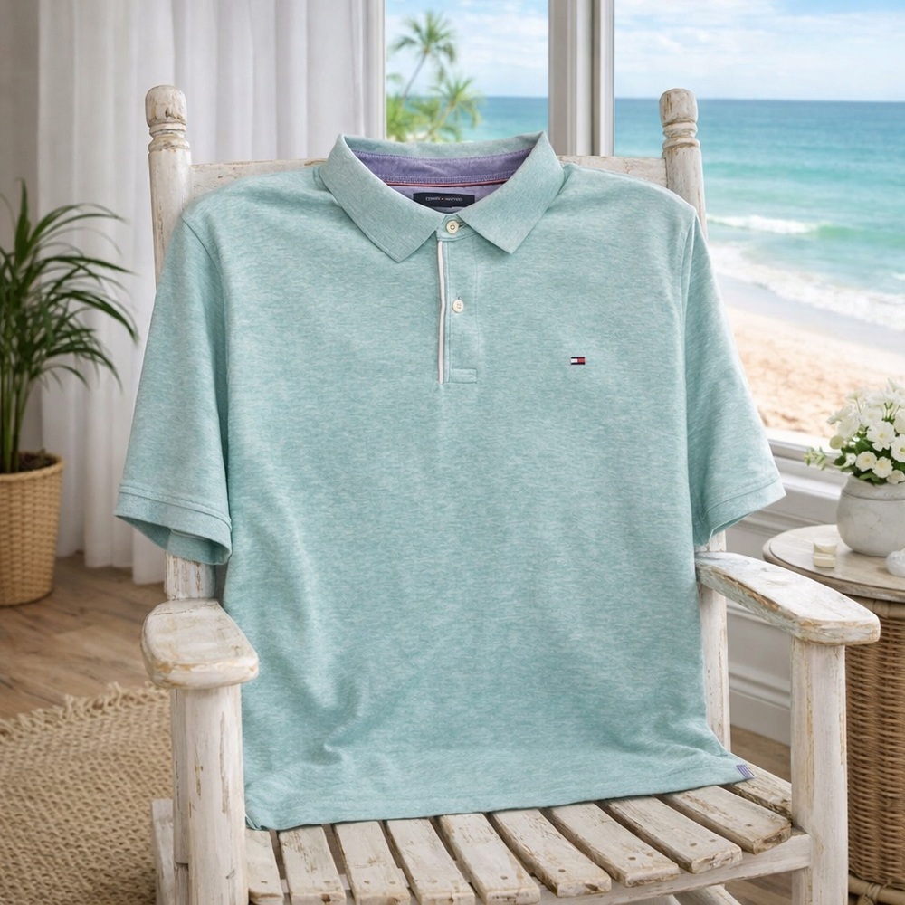 Tommy Hilfiger Classic Fit Polo Mens Size XL Beach Green Spring Summer Shirt